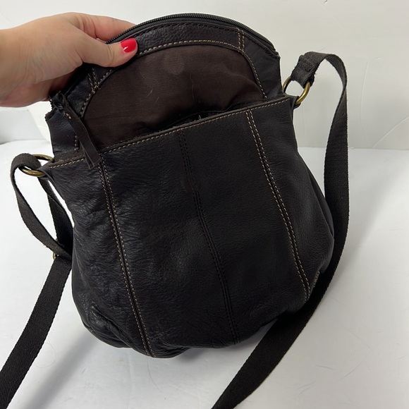 The Sak Leather Crossbody Satchel Boho Bohemian Purse Bag Zip Brown Deena Flap - Picture 7 of 10